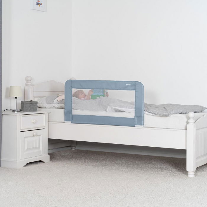 Bariera protectie pat copii, 100 cm, albastru-gri, REER [3]