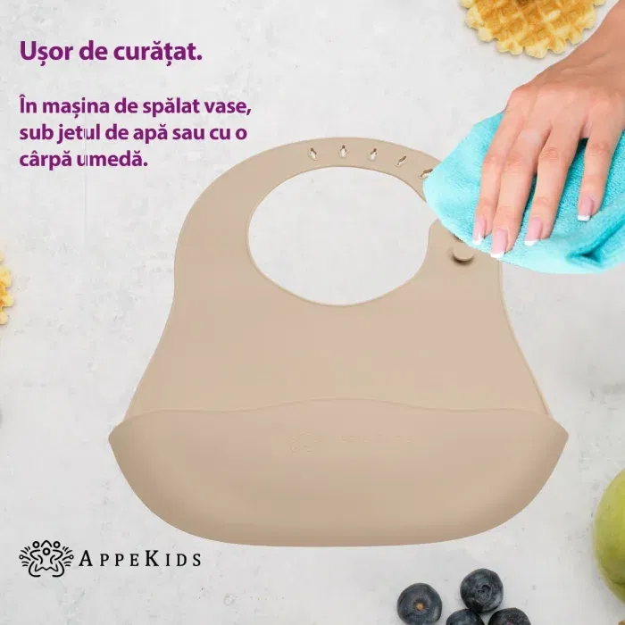 Baveta din silicon, AppeKids -Bej [2]