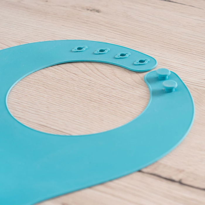 Bavetica din silicon moale cu buzunar colector pentru bebelusi, reglabila, albastra, Reer Eat`n Tidy 25033 [7]
