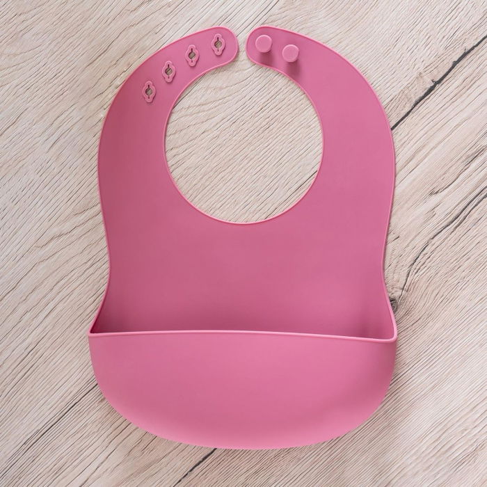 Bavetica din silicon moale cu buzunar colector pentru bebelusi, reglabila, roz, Reer Eat`n Tidy 25044 [1]