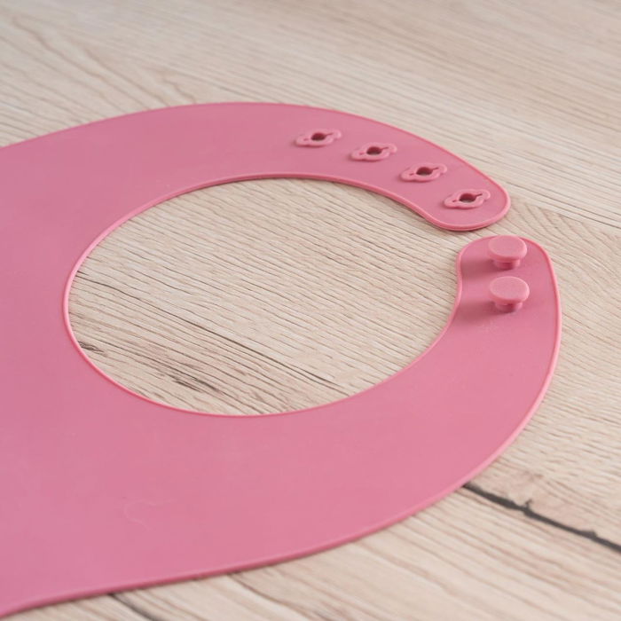 Bavetica din silicon moale cu buzunar colector pentru bebelusi, reglabila, roz, Reer Eat`n Tidy 25044 [5]