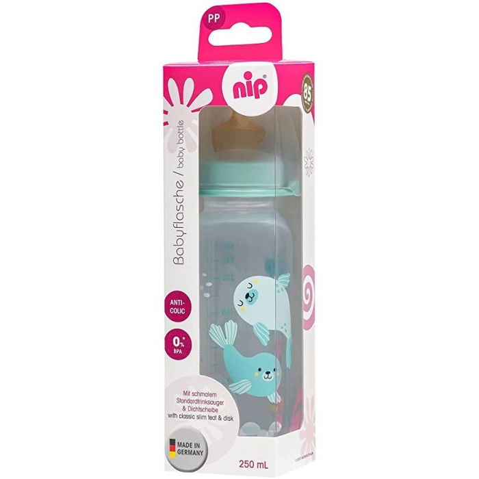 Biberon Family PP cu tetina anti-colici din latex natural, 250 ml, de la 6 luni, debit mediu (M), nip 35007 [3]