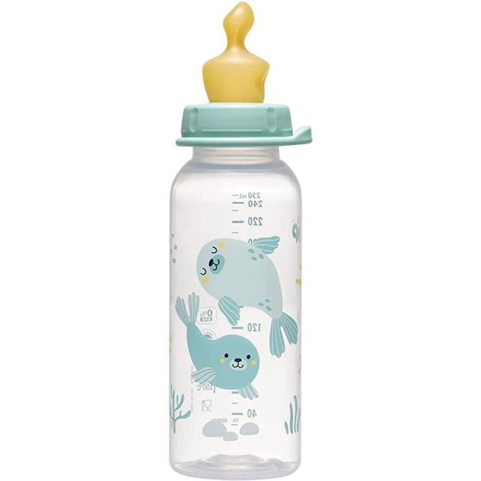Biberon Family PP cu tetina anti-colici din latex natural, 250 ml, de la 6 luni, debit mediu (M), nip 35007 [1]