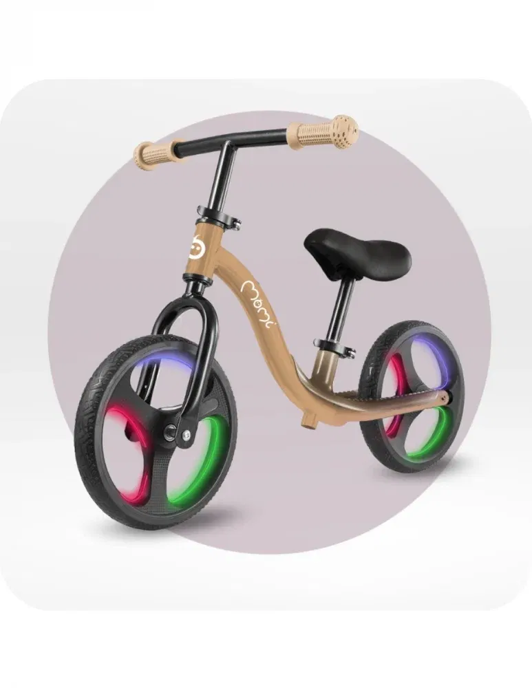 Bicicleta fara pedale cu roti led, pentru copii, 2 ani+, Momi Isoka - Bej [3]