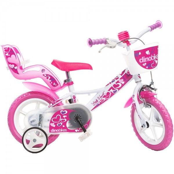 Bicicleta Fetite 3-5 Ani Alb Cu Roz Dino Bikes [1]