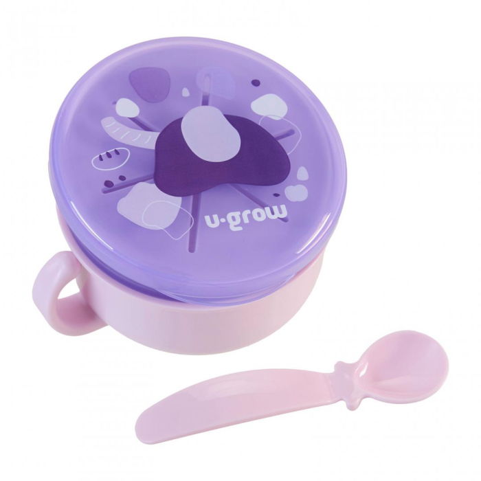 Bol 2 in 1 pentru snackuri cu lingurita, mov, U-Grow [2]