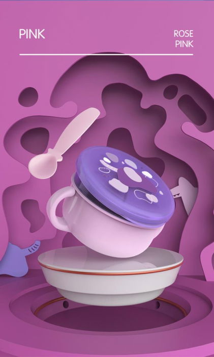 Bol 2 in 1 pentru snackuri cu lingurita, mov, U-Grow [5]