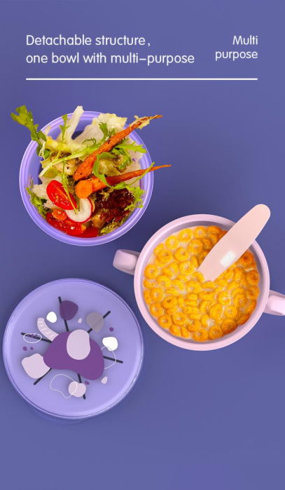 Bol 2 in 1 pentru snackuri cu lingurita, mov, U-Grow [6]