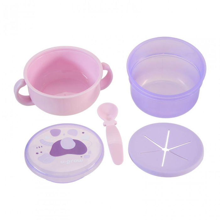 Bol 2 in 1 pentru snackuri cu lingurita, mov, U-Grow [3]