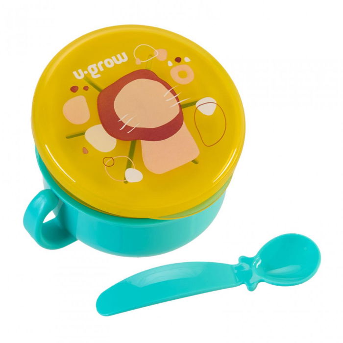 Bol 2 in 1 pentru snackuri si lingurita, blue, U-Grow [1]