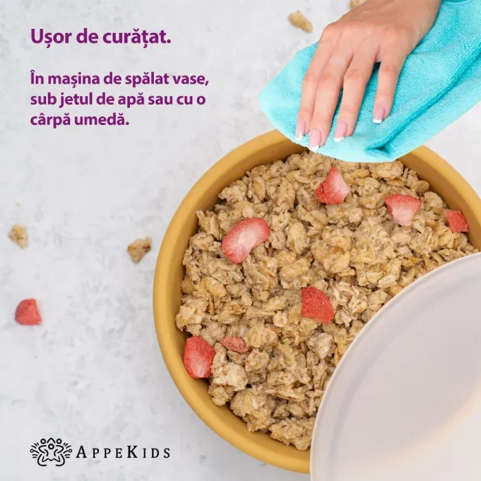 Bol din silicon cu ventuza si capac, AppeKids - Galben [3]
