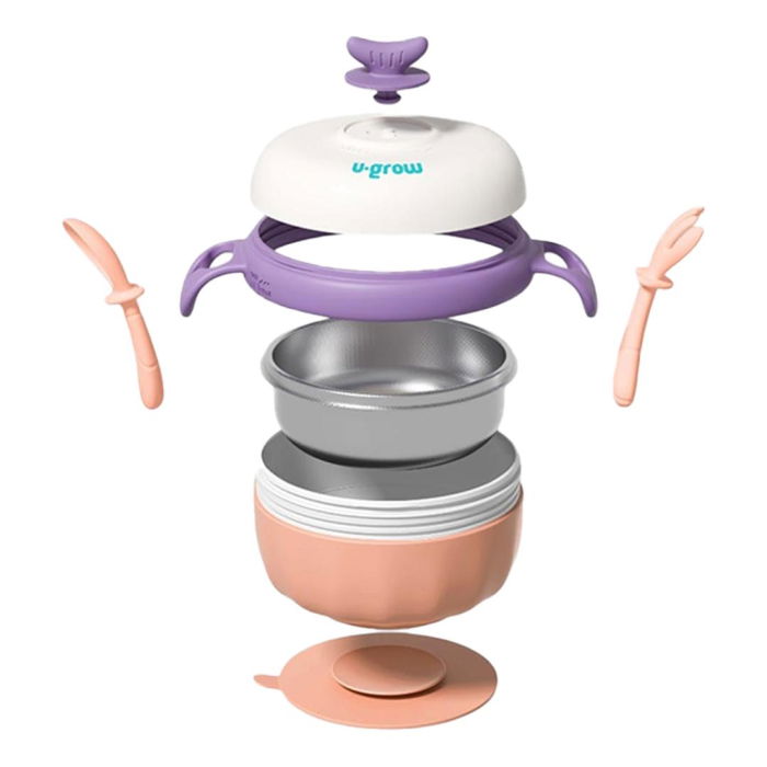 Bol termic , lingurita si furculita , baza antialunecare, mov, U-Grow [2]