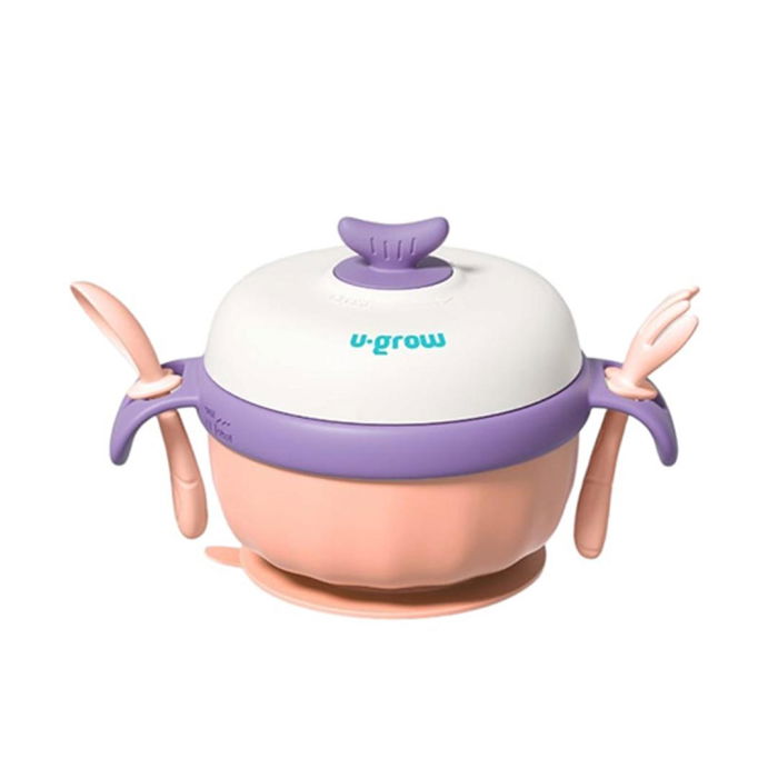 Bol termic , lingurita si furculita , baza antialunecare, mov, U-Grow [1]