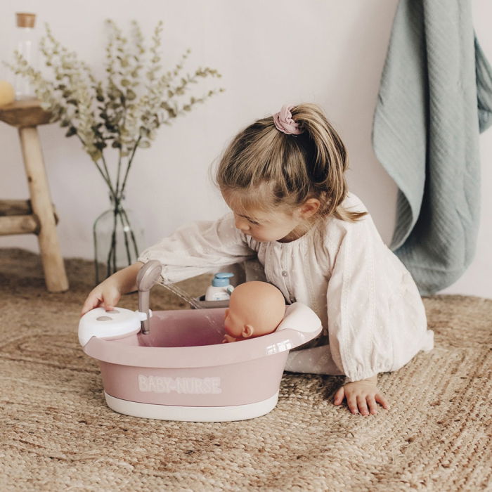 Cadita pentru papusa Smoby Baby Nurse Baleno Bath roz cu accesorii [9]