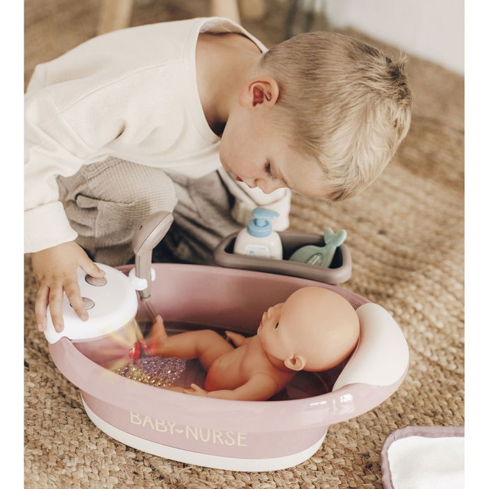 Cadita pentru papusa Smoby Baby Nurse Baleno Bath roz cu accesorii [4]