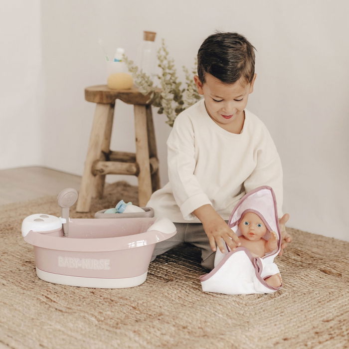 Cadita pentru papusa Smoby Baby Nurse Baleno Bath roz cu accesorii [11]