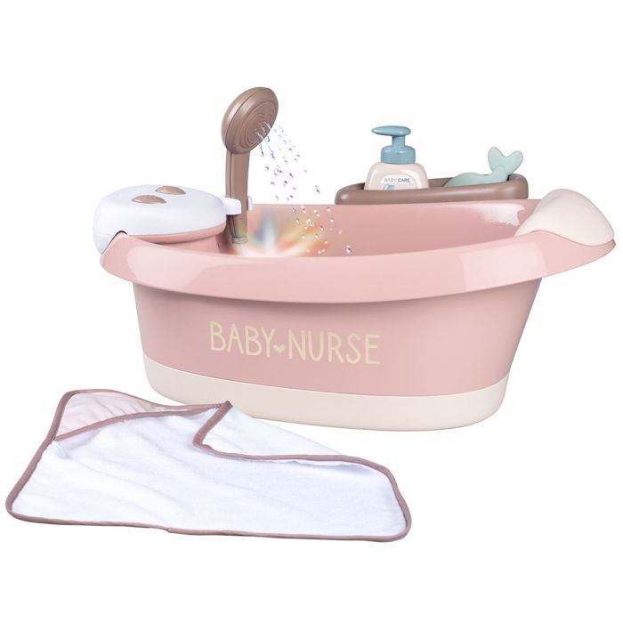 Cadita pentru papusa Smoby Baby Nurse Baleno Bath roz cu accesorii [1]