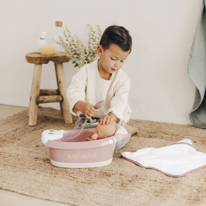 Cadita pentru papusa Smoby Baby Nurse Baleno Bath roz cu accesorii [10]