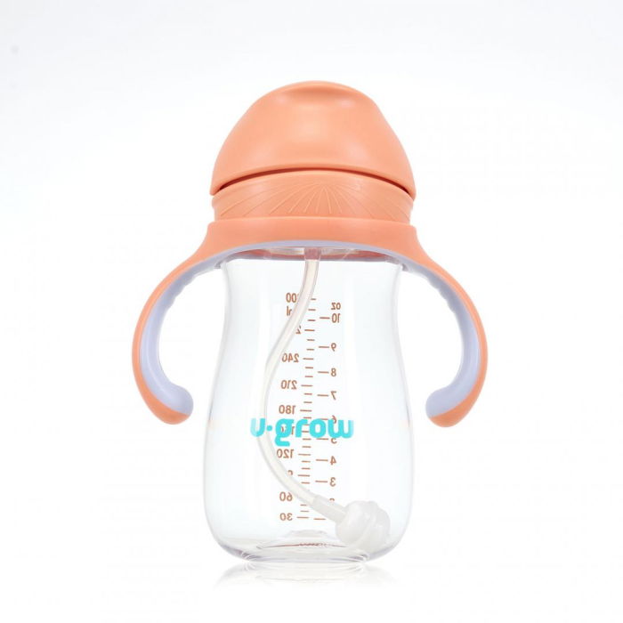Cana cu pai tritan, orange, 300ml, U-Grow [2]
