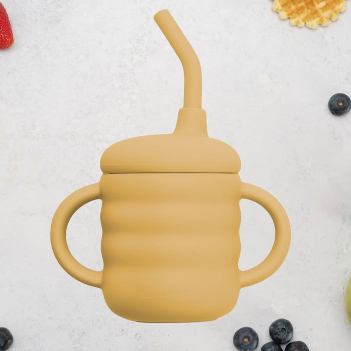 Cana din silicon cu pai, AppeKids - Galben Miere [1]