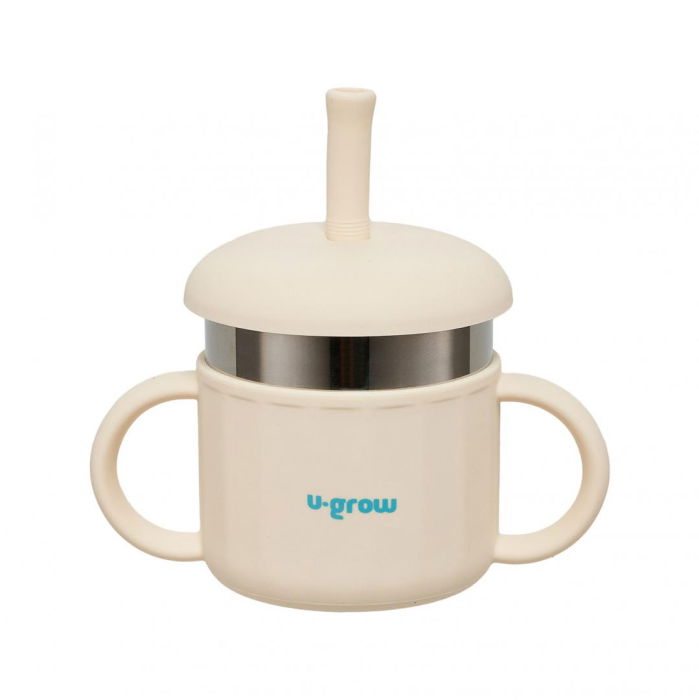 Cana din silicon cu pai si interior din inox,220 ml, U-Grow [1]
