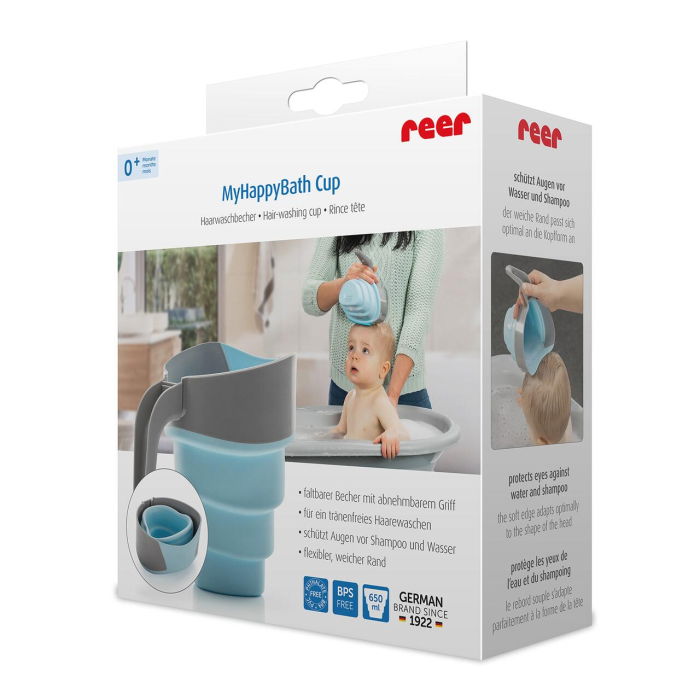 Cana pliabila pentru clatit si spalat parul bebelusului MyHappyBath Cup, fara BPA, 0+ luni, Reer 76082 [1]