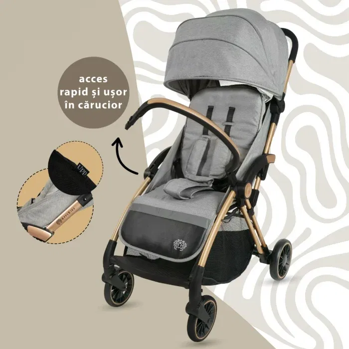 Carucior Sport AppeKids – Upp – Ultracompact, Pliere automata, De la nastere la 22kg - Gri [2]