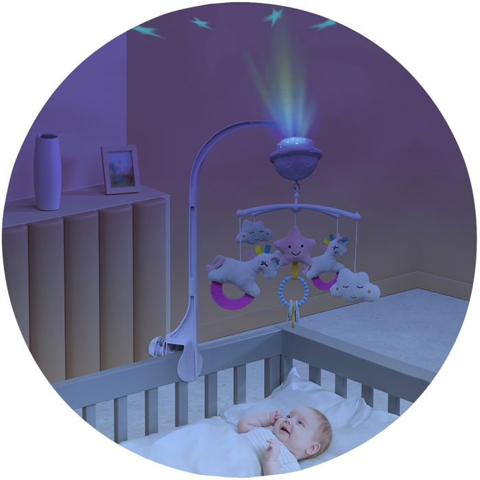 Carusel muzical pentru patut cu proiector Chipolino Unicorn [2]