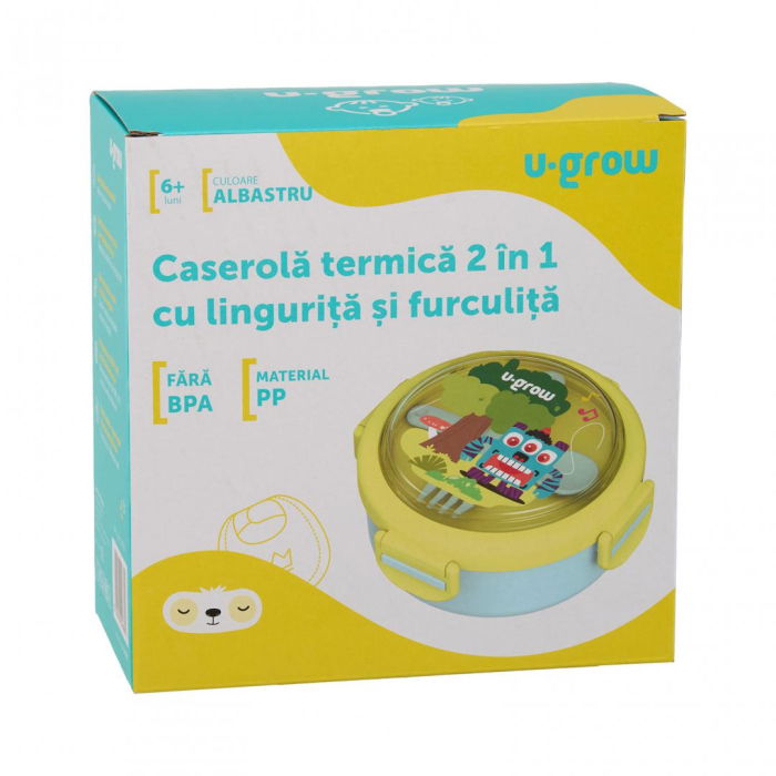 Caserola termica cu lingurita si furculita, blue, U-Grow [8]
