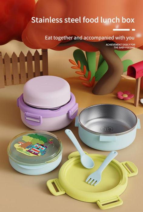 Caserola termica cu lingurita si furculita, blue, U-Grow [7]