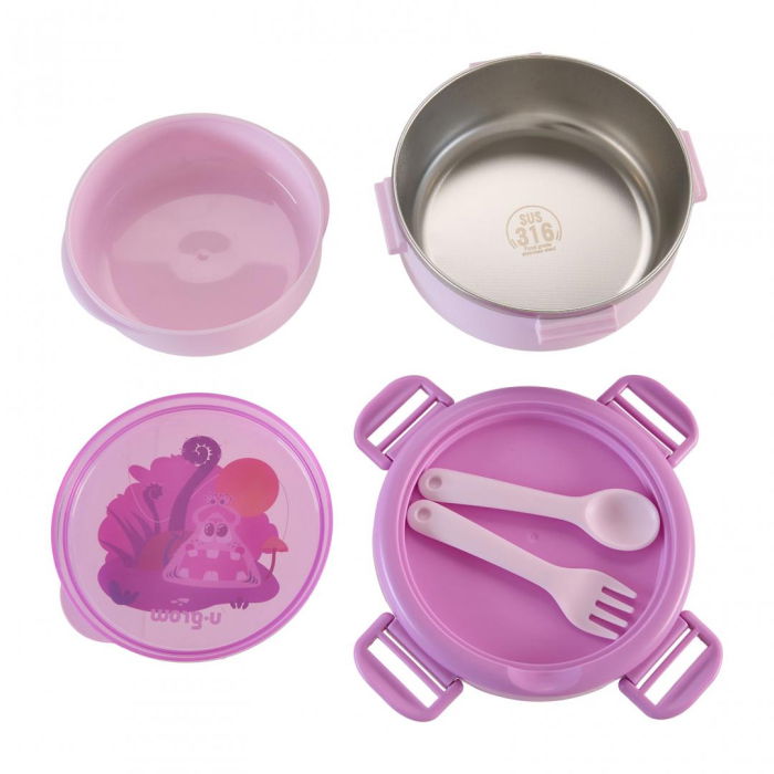 Caserola termica cu lingurita si furculita, mov, U-Grow [3]