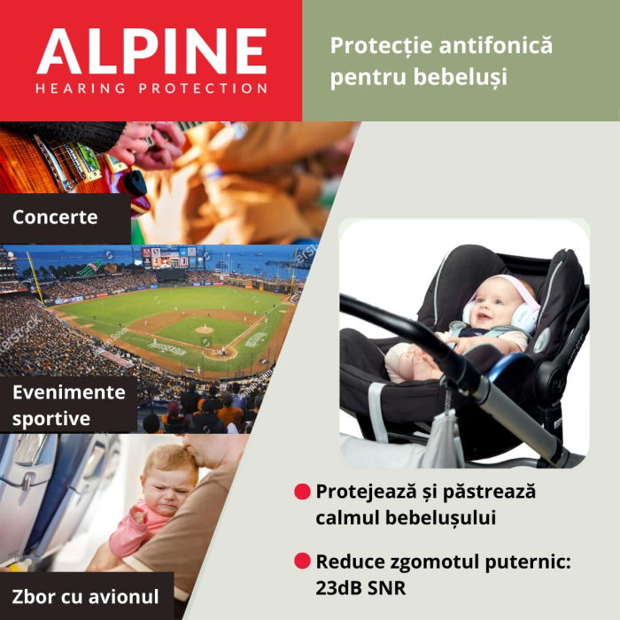 Casti antifonice pentru bebelusi, ofera protectie auditiva, SNR 23, galben, ALPINE Muffy Baby Yellow ALP27495 [5]