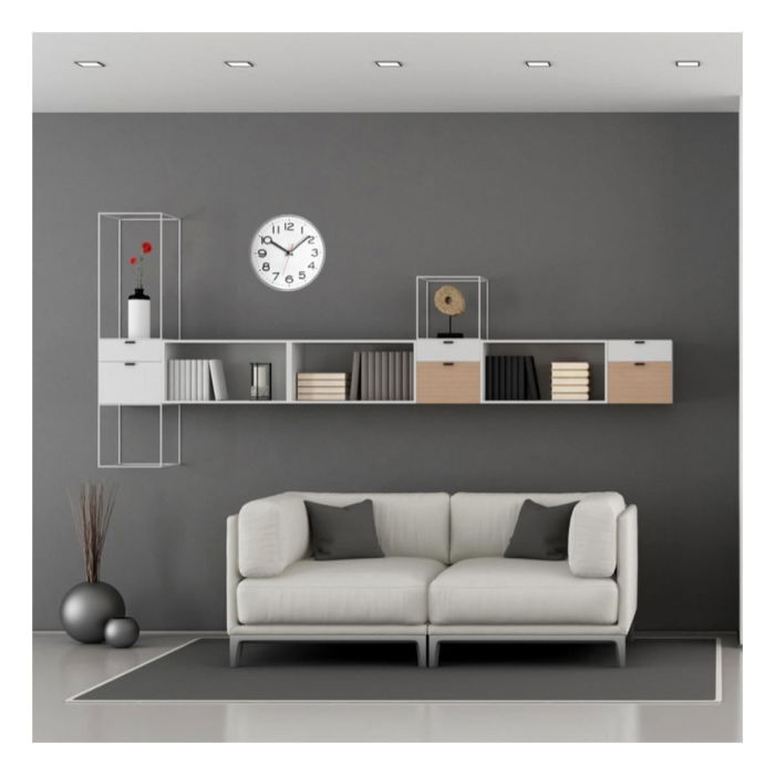 Ceas analog de perete, alb cu argintiu, cifre mari, TFA 60.3017 [3]