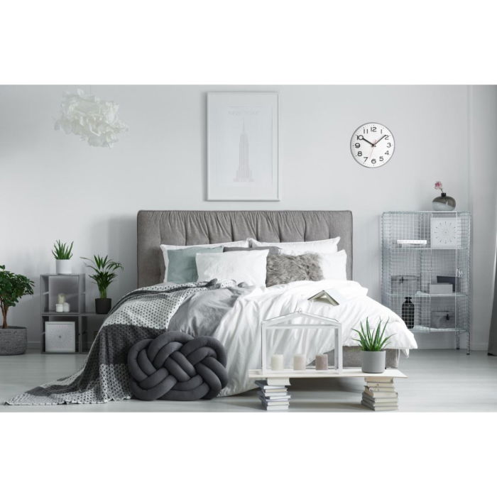 Ceas analog de perete, alb cu argintiu, cifre mari, TFA 60.3017 [2]