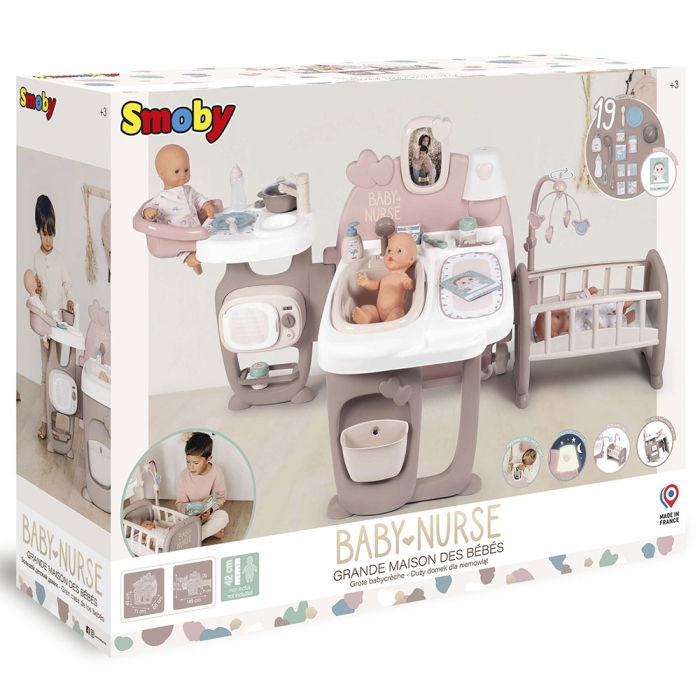Centru de ingrijire pentru papusi Smoby Baby Nurse Doll`s Play Center maro cu 23 accesorii [11]