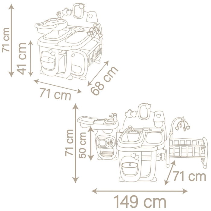 Centru de ingrijire pentru papusi Smoby Baby Nurse Doll`s Play Center maro cu 23 accesorii [7]