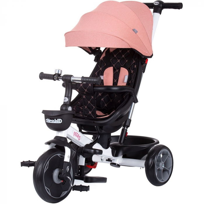 Tricicleta copii 1 an+, cu sezut reversibil, negru-roz, Chipolino Pegas [1]