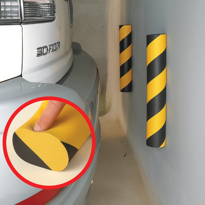 Coltar protectie perete, cilindric, din spuma, negru/galben, 66x400x60mm [1]