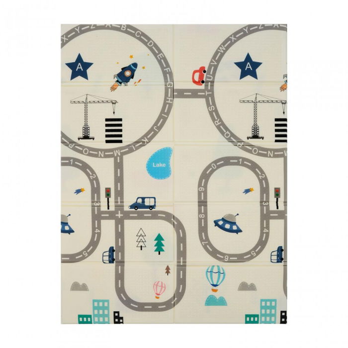 Covor de joaca pentru copii U-Grow, din spuma, pliabil, 2 fete, impermeabil, izolant, 120 x 180 x 1 cm, circuit [2]