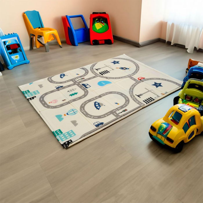 Covor de joaca pentru copii U-Grow, din spuma, pliabil, 2 fete, impermeabil, izolant, 120 x 180 x 1 cm, circuit [1]