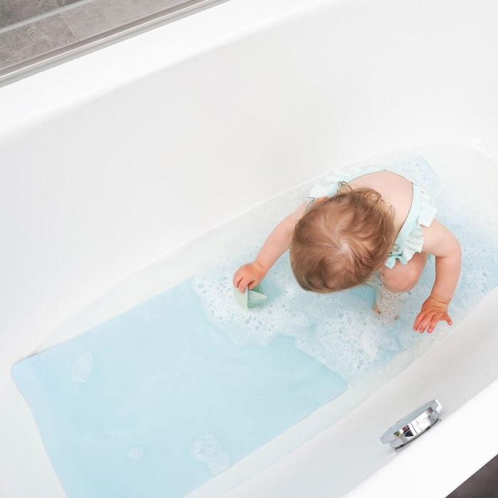 Covoras de baie antialunecare cu ventuze, din cauciuc natural, antibacterian, dreptunghiular, 97 x 36 cm, albastru, MyHappyBath Mat XL, Reer 76033 [9]