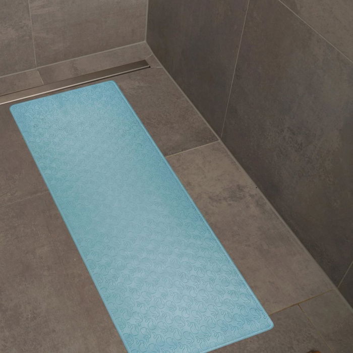 Covoras de baie antialunecare cu ventuze, din cauciuc natural, antibacterian, dreptunghiular, 97 x 36 cm, albastru, MyHappyBath Mat XL, Reer 76033 [3]
