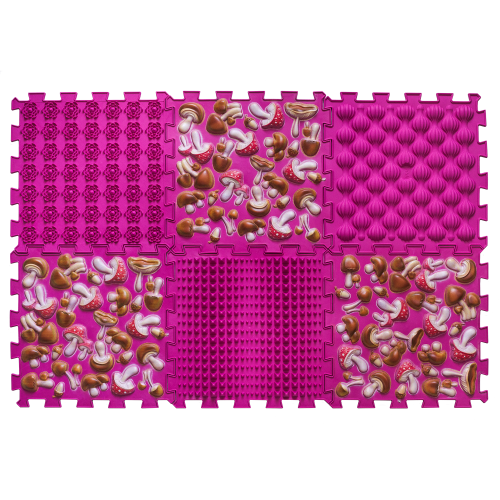 Covoraș ortopedic pentru masaj Puzzle "Mix" 6 elemente Ciupercă roz [1]