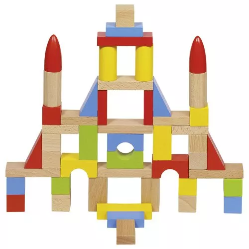 Cuburi construit, din lemn, pentru copii, 50 piese, Goki [1]