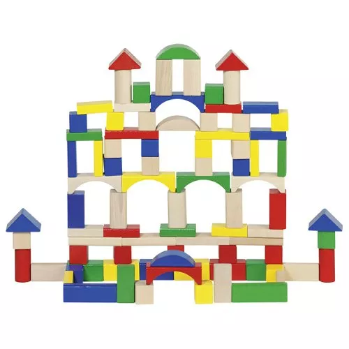 Cuburi pentru construit, din lemn, pentru copii, 100 buc, Goki [1]