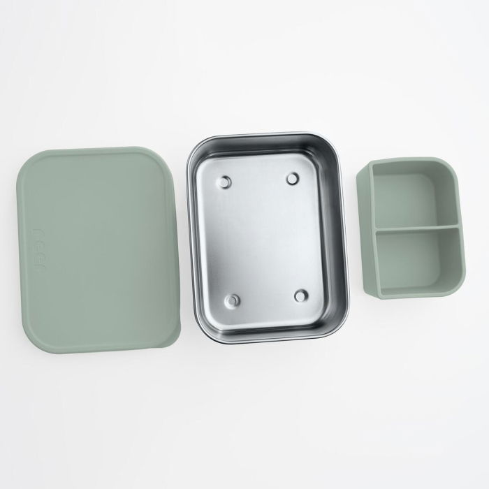 Cutie de pranz pentru alimente, din inox, cu compartimente din silicon, capac din silicon, fara BPA, lavabile in masina de spalat vase, Reer Lunchbox 25143 [5]