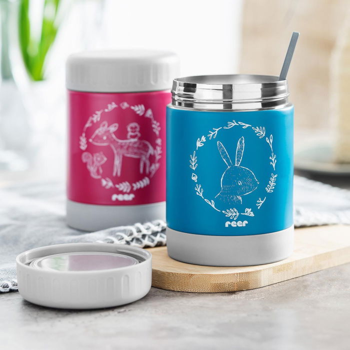 Cutie termica pentru mancare, otel inoxidabil vidat, 300 ml, albastra, Reer ColourDesign 90411 [10]