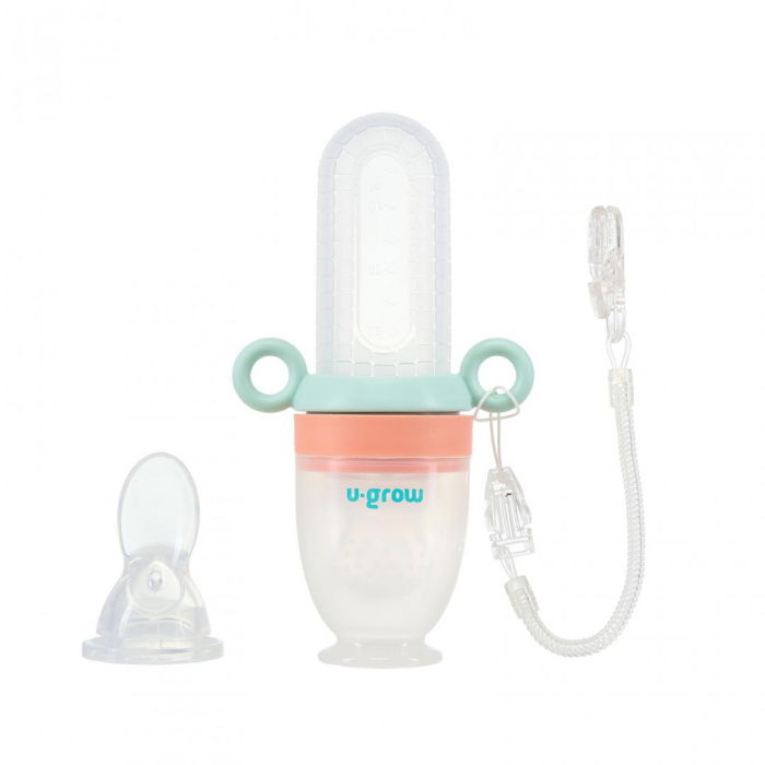 Dizpozitiv de hranire cu 2 tetine : suzeta fructe + lingurita, U-Grow [1]