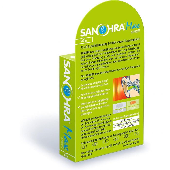 Dopuri de urechi pentru copii, pentru protectia auzului impotriva zgomotului, 3 ani+, SNR 33dB, 12 bucati, spuma, portocaliu, SANOHRA Max Kids [2]