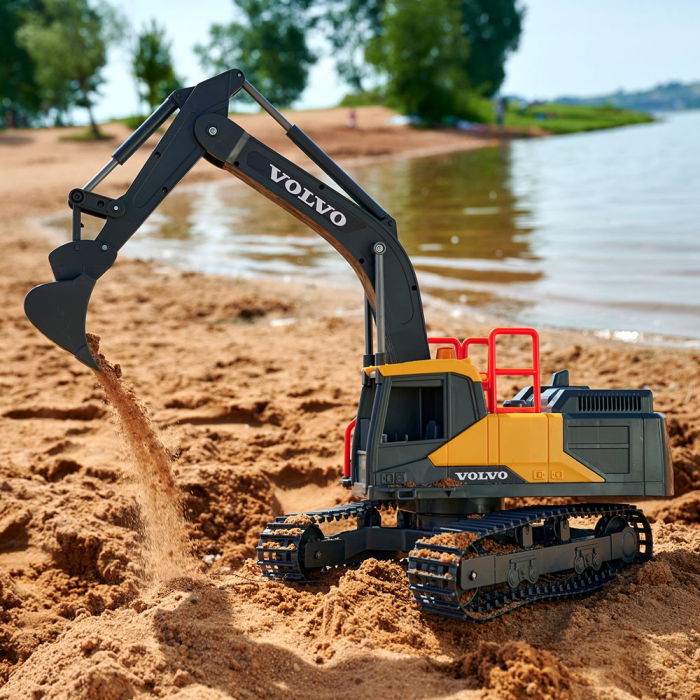 Excavator Dickie Toys Volvo Mining Excavator 60 cm cu telecomanda, lumini si sunete gri [6]